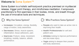 From the Soma System website
